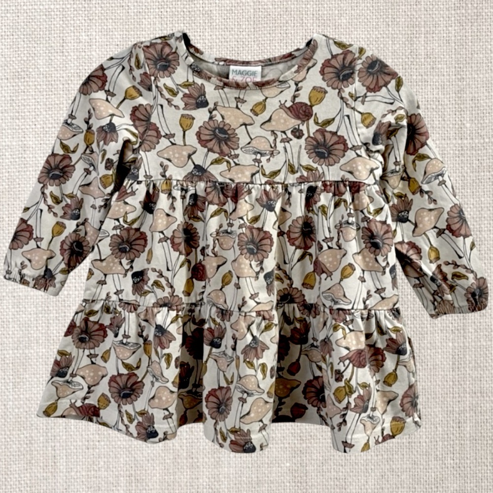 Maggie & Zoe 12m Tiered Floral Mushrooms Snails Woodland Fall Neutral Tone